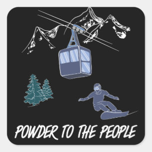 Adesivo Quadrado Pó para o estância de esqui do Pessoas Snowboarder