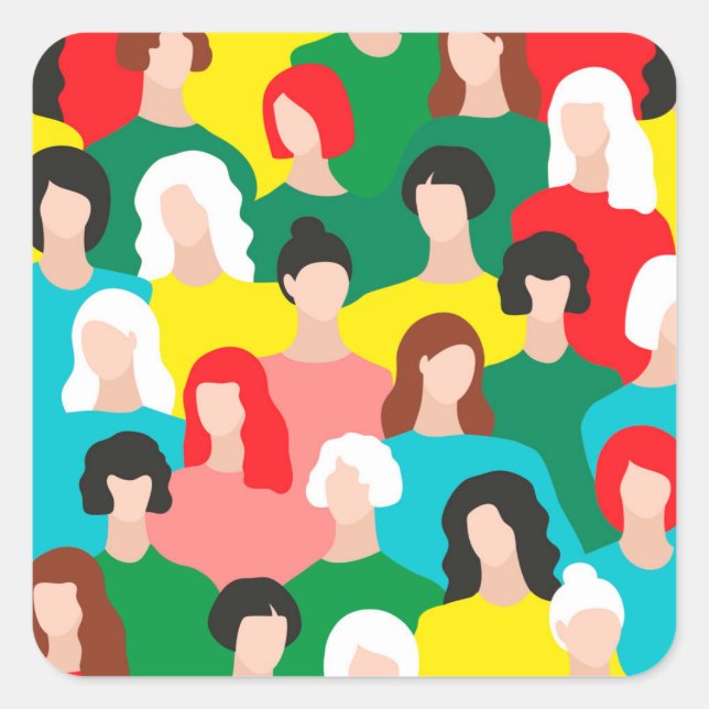 Adesivo Quadrado Poder das raparigas (Frente)