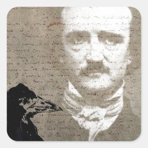 Adesivo Quadrado Poe E A Arte Digital Raven Grunge
