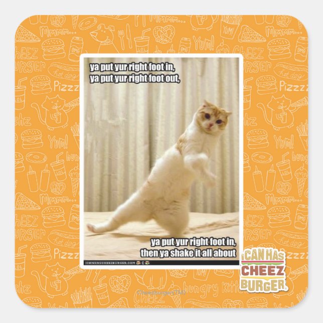 Adesivo Quadrado Põe o pé direito, põe o pé direito (Frente)