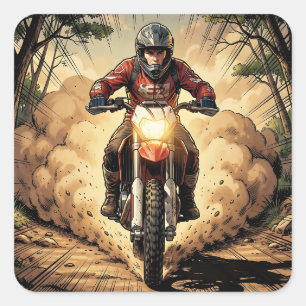 Adesivo Quadrado Poeira & Determinação Motocross em Plena Parcela