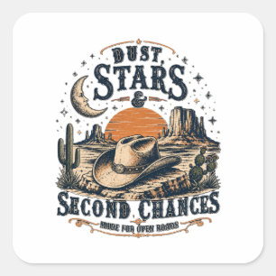 Adesivo Quadrado Poeira Estrelas Segundas Chances Design Western