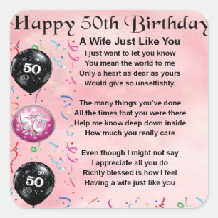 Adesivo Quadrado Poema da Esposa - 50º Aniversário