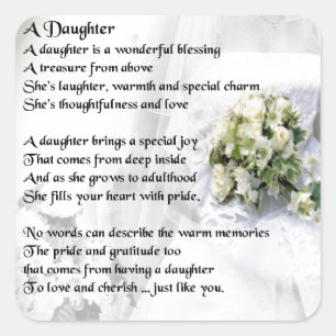 Adesivo Quadrado poema da filha   do buquê do casamento