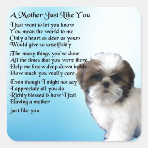 Adesivo Quadrado Poema da mãe - design de Shih Tzu