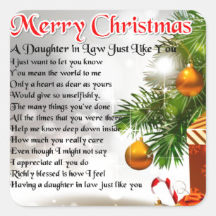 Adesivo Quadrado Poema da nora - design do Natal