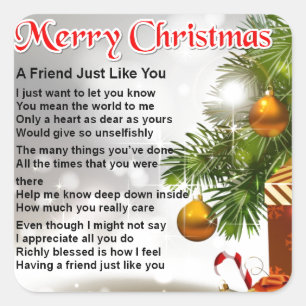 Adesivo Quadrado Poema do amigo - design do Natal