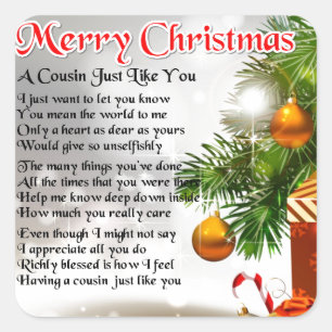 Adesivo Quadrado Poema do primo - design do Natal