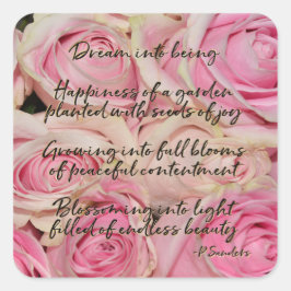 Adesivo Quadrado Poema do Sonho de Rosas Rosa