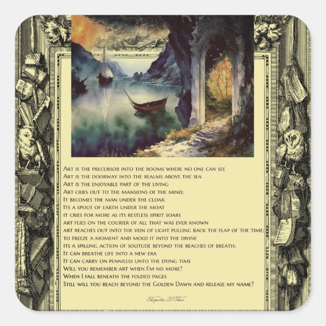 Adesivo Quadrado Poema Sobre Artes De Arte (Frente)