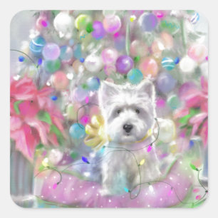 Adesivo Quadrado Poinsétias cor-de-rosa