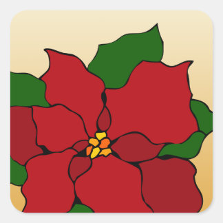 Adesivo Quadrado Poinsettia de Vidro Pintado
