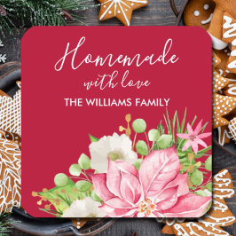 Adesivo Quadrado Poinsettia Homemade Comida Treino de Natal