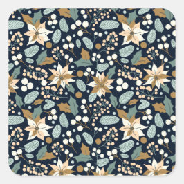 Adesivo Quadrado Poinsettia negro de fundo férias de inverno