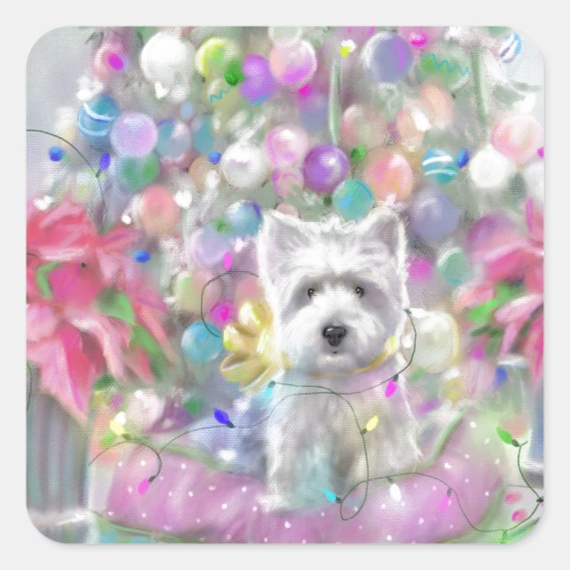 Adesivo Quadrado Poinsettias Rosa (Frente)