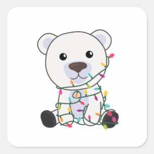 Adesivo Quadrado Polar Bear Christmas Snow Winter Animals Polar