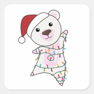 Adesivo Quadrado Polar Bear Natal Neve Inverno Polar