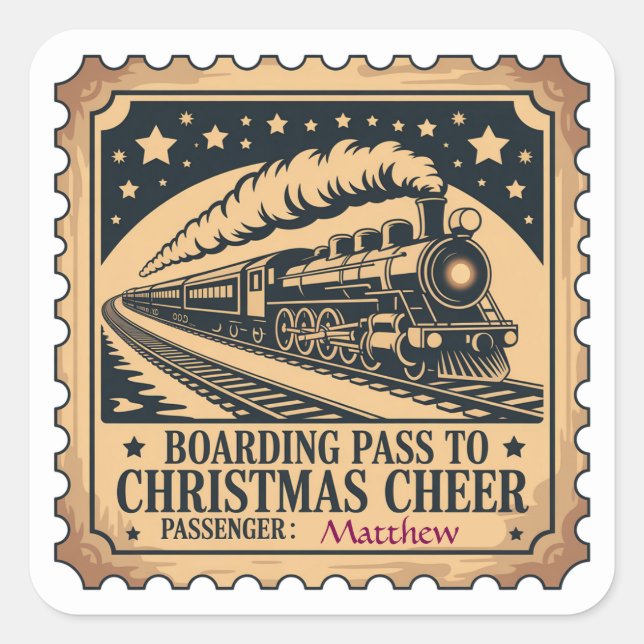 Adesivo Quadrado Polar Express Ticket Stamp Sticker (Frente)