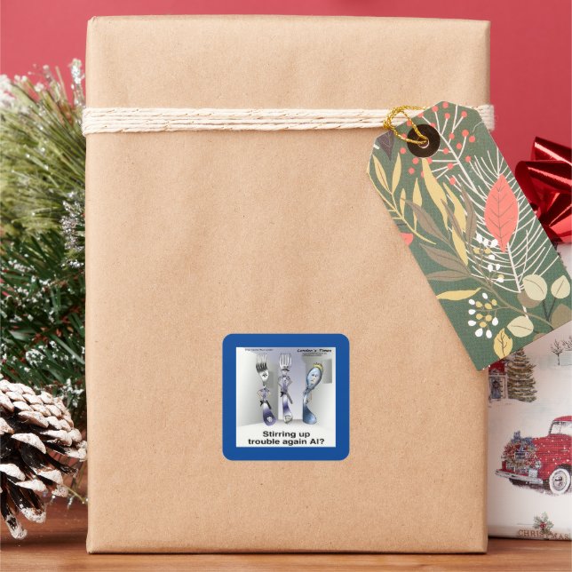 Adesivo Quadrado Polícia de Silverware Engraçado do Rick London (Feriado)