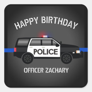 Adesivo Quadrado Polícia SUV Thin Blue Line Birthday
