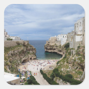Adesivo Quadrado Polignano a Mare City Beach, na Apúlia
