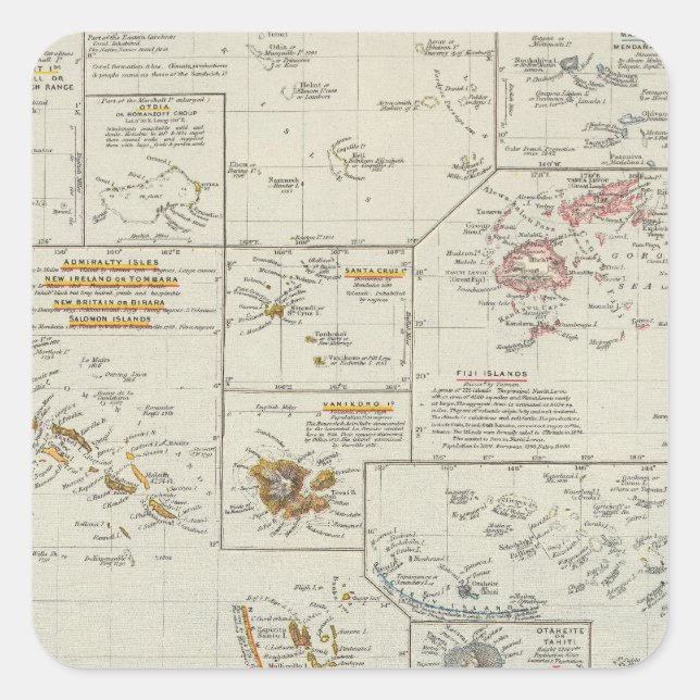 Adesivo Quadrado Polinésia, Ilhas do Pacífico (Frente)