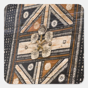 Adesivo Quadrado Polinésia, Reino de Tonga. Detalhe de tapa