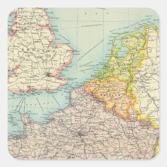 Adesivo Quadrado Política da França, Bélgica e Holanda (Frente)