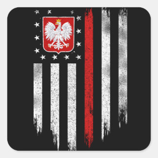 Adesivo Quadrado Polonês American Flag Combo Polônia Usa Polska