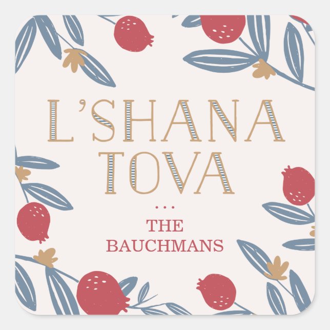 Adesivo Quadrado Pomegranato Florals Rosh Hashanah (Frente)