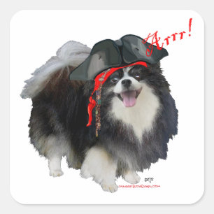 Adesivo Quadrado Pomerânia Preto Pirata - Arrr!