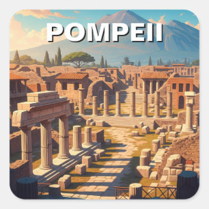 Adesivo Quadrado Pompeii Itália Monte Vesúvio Viagem