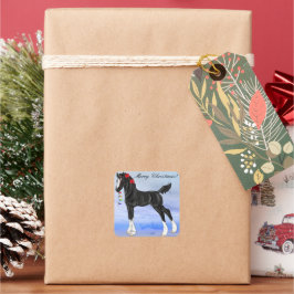 Adesivo Quadrado Pônei de Cavalaria Preto de Natal