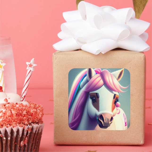 Adesivo Quadrado Pôneo Espírito 3D 2 (Festa)