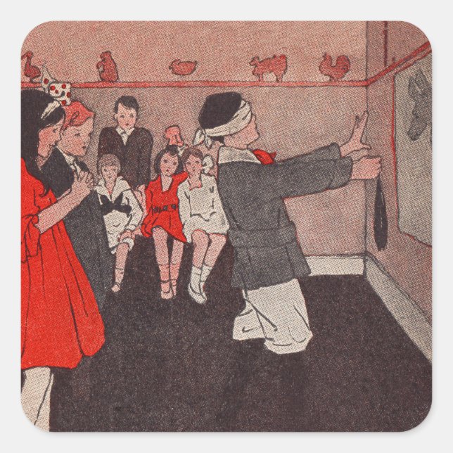 Adesivo Quadrado Ponha a cauda Donkey (Frente)