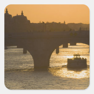 Adesivo Quadrado Pont Neuf, Sena, pôr do sol, Paris, FrançaMuseu