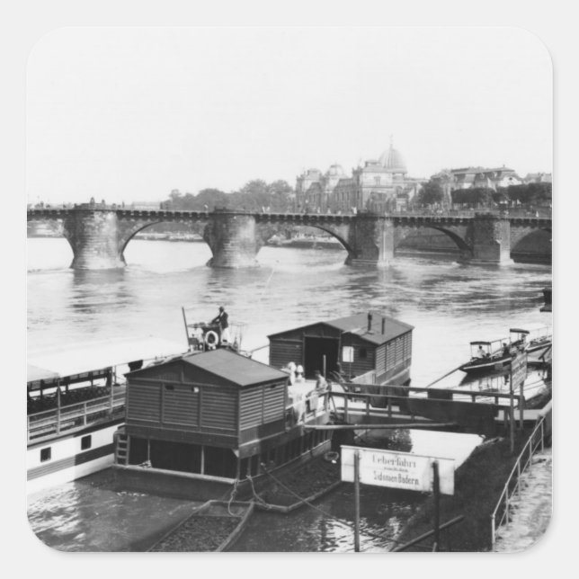 Adesivo Quadrado Ponte Augustus, Dresden, c.1910 (Frente)