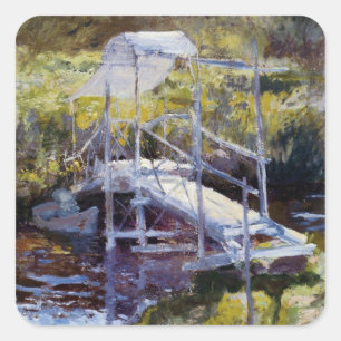 Adesivo Quadrado Ponte branca por John Twachtman