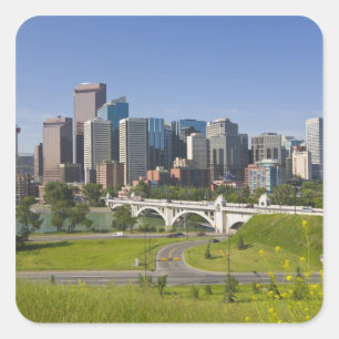 Adesivo Quadrado Ponte Centro-Rua e Centro Calgary, Alberta,