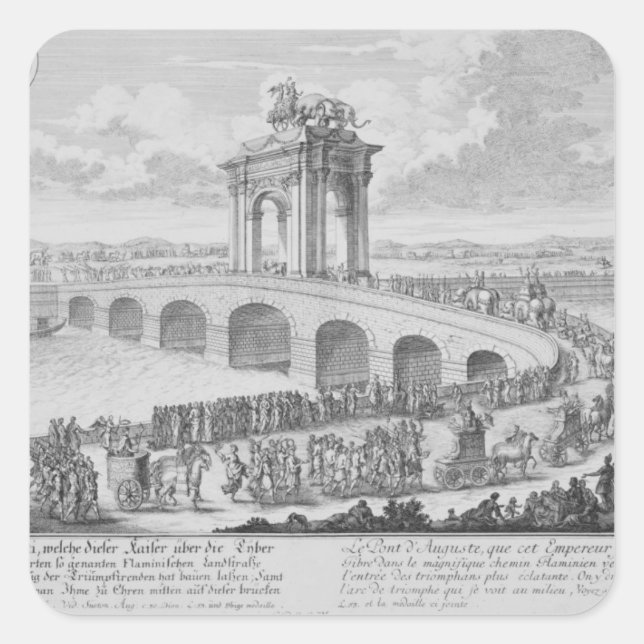 Adesivo Quadrado Ponte de Augustus na Via Flaminia, perto de Rimini (Frente)