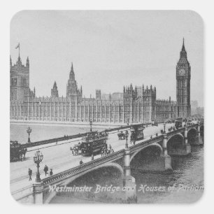 Adesivo Quadrado Ponte de Westminster e as casas de