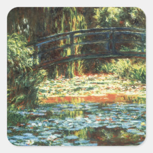 Adesivo Quadrado Ponte sobre o Waterlily Pond, por Claude Monet