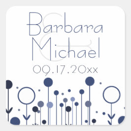 Adesivo Quadrado Ponto Floral Simples Azul Moderno