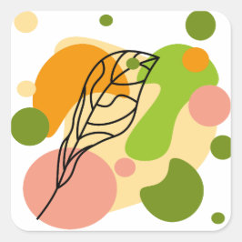 Adesivo Quadrado Pontos de abstrato interessantes com folhas