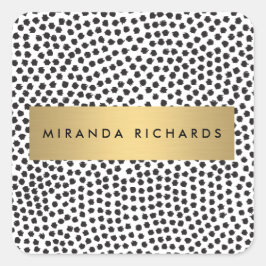 Adesivo Quadrado Pontos de Confetti Pretos Luxuosos com Bares Doura