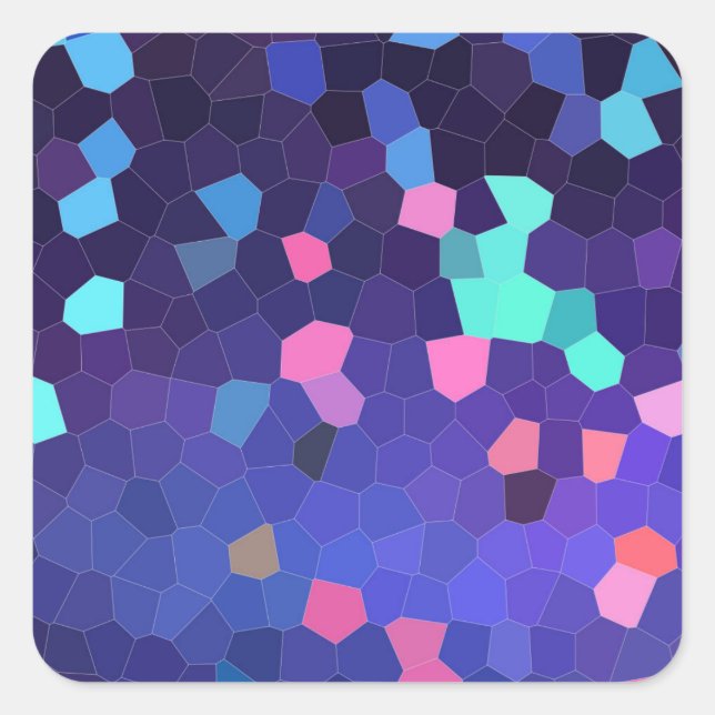 Adesivo Quadrado Pontos em Azul e Turquesa - mosaico (Frente)