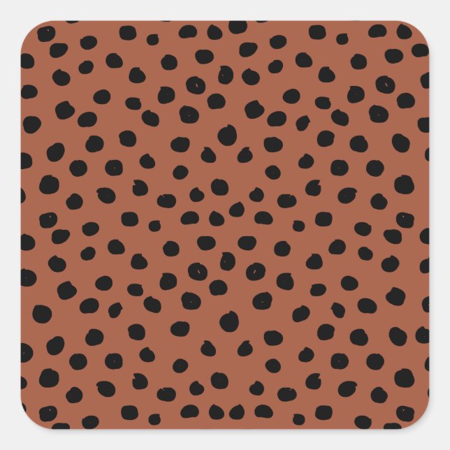Adesivo Quadrado Pontos Impressos do Leopardo Rust Terracotta Cheet (Frente)