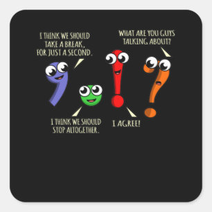 Adesivo Quadrado Pontuação Marca Estudante de Professores de Lín