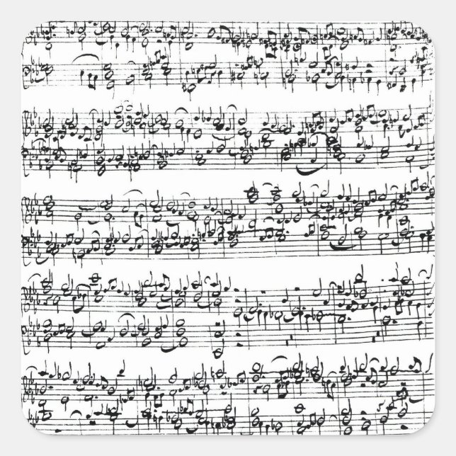 Adesivo Quadrado Pontuação musical de Johann Sebastian Bach (Frente)