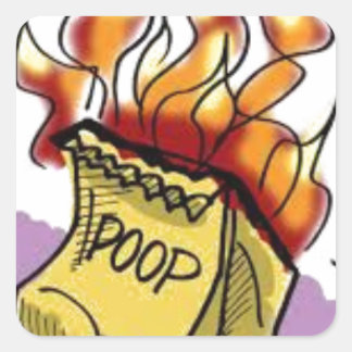 Adesivo Quadrado Poo Flaming